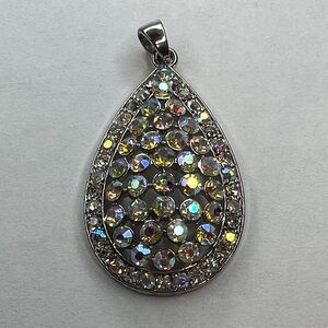 Elegant Silver & Crystals Teardrop Pendant